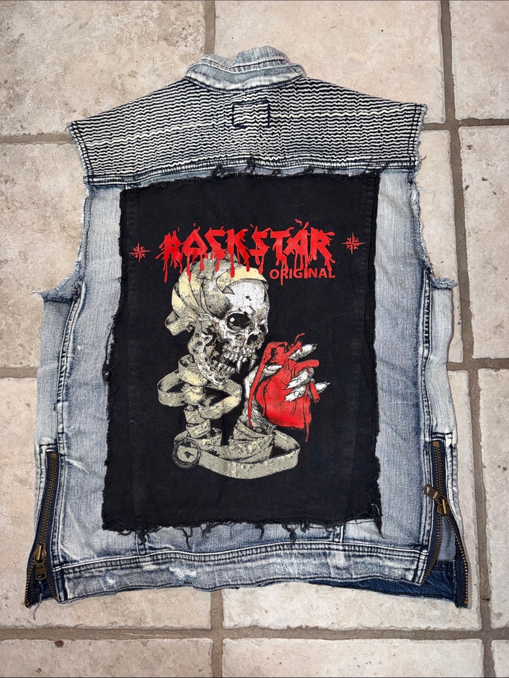 Rockstar original denim vest punk rock